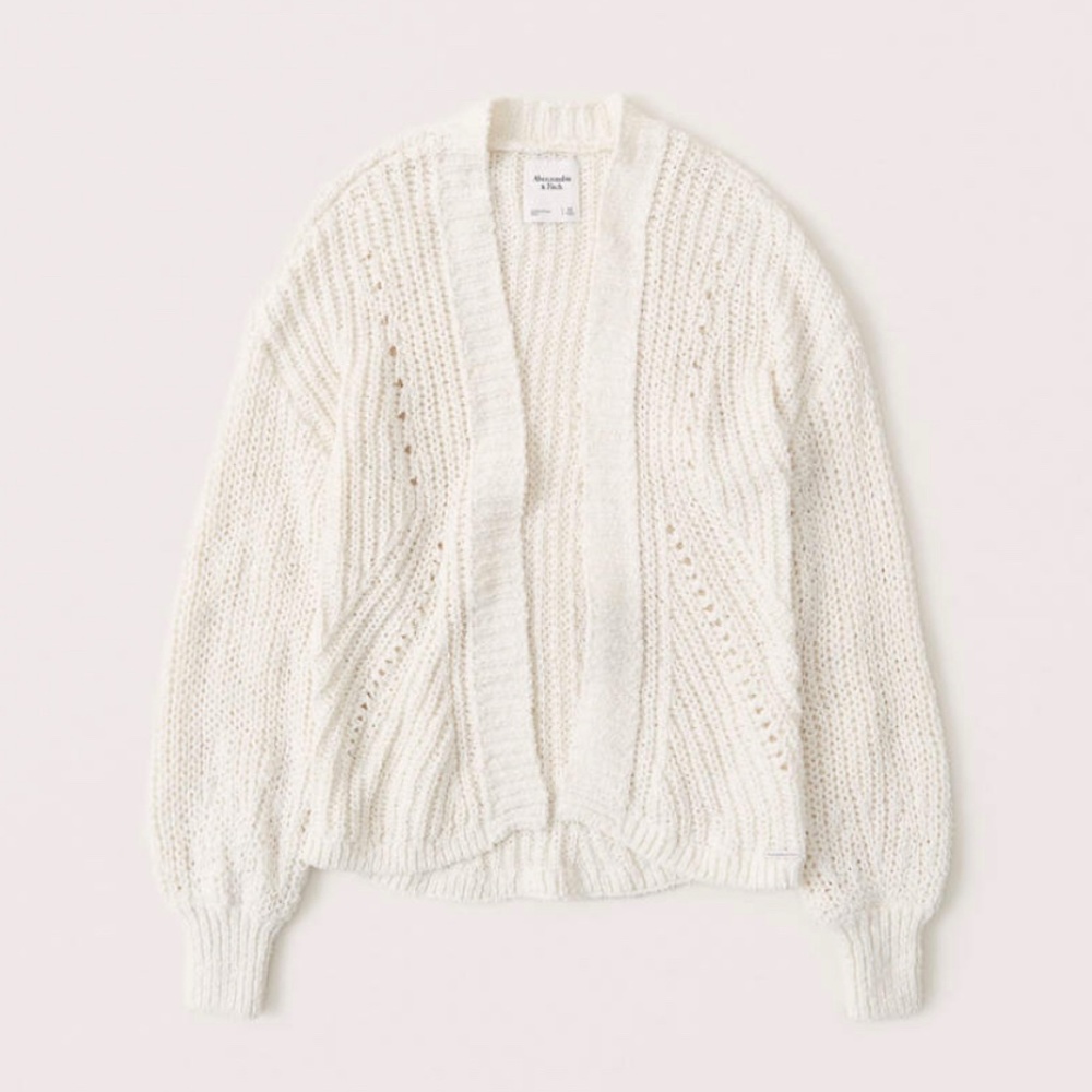 White Puff Fleeces Cardigan